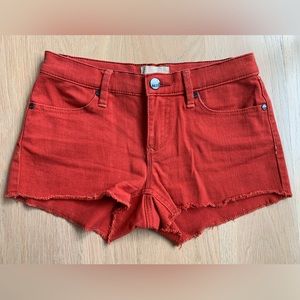 ROXY Red Raw Edge Denim Shorts Size 0/24